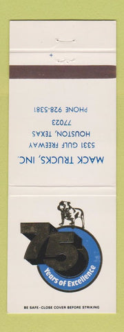 Matchbook Cover - Mack Trucks 75th Houston TX
