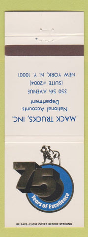Matchbook Cover - Mack Trucks 75th New York City