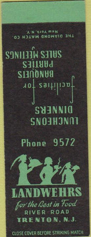 Matchbook Cover - Landwehrs Restaurant Trenton TN SAMPLE