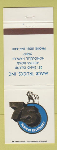 Matchbook Cover - Mack Trucks 75th Honolulu Hawaii