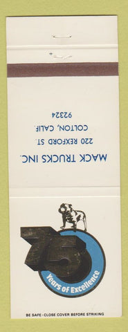 Matchbook Cover - Mack Trucks 75th Colton CA