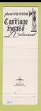 Matchbook Cover - Carriage House Restaurant Pittsburgh PA WEAR