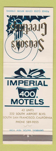 Matchbook Cover - Imperial 400 Motels Christmas South San Francisco CA