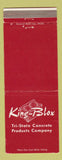 Matchbook Cover - King Blox concrete block Kingsport TN