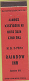 Matchbook Cover - Rainbow Inn Route 26 Middlesex County
