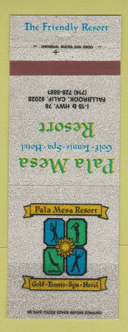 Matchbook Cover - Pala Mesa Golf Tennis Hotel Fallbrook CA