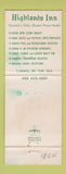 Matchbook Cover - Highlands Inn Carmel CA WORN
