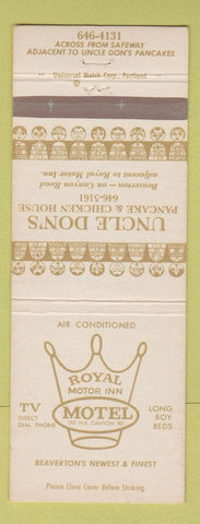 Matchbook Cover - Royal Motor Inn Motel Beaverton OR