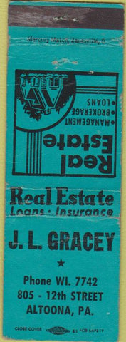 Matchbook Cover - Gracey Real Estate Insurance Altoona PA CREASE