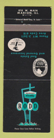 Matchbook Cover - Rodd Insurance Real Estate Marion IL