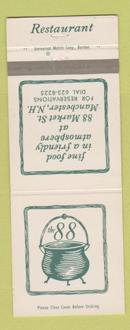 Matchbook Cover - 88 Restaurant Manchester NH