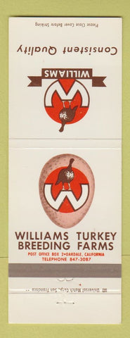 Matchbook Cover - Williams Turkey Oakdale CA