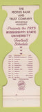Matchbook Cover - Mississippi State Bulldogs Football 1973 schedule Jewelite