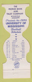 Matchbook Cover - Ole Miss Rebels Football 1973 Bank Booneville MS schedule