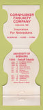 Matchbook Cover - Nebraska Cornhuskers Football 1985 Insurance Omaha NE