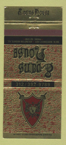 Matchbook Cover - Evans House Arlington Heights IL 30 Strike