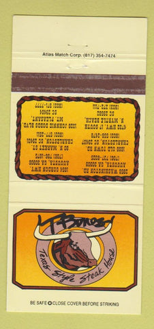 Matchbook Cover - T Bones Steak House Augusta GA Charleston SC 30 Strike