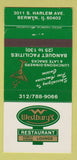 Matchbook Cover - Westbury's Restaurant Berwyn IL 30 Strike
