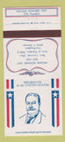 Matchbook Cover - Diamond US Presidents William Howard Taft WEAR 30 Strike