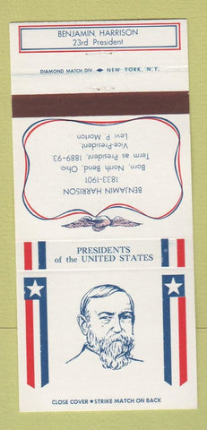 Matchbook Cover - Diamond US Presidents Benjamin Harrison WEAR 30 Strike