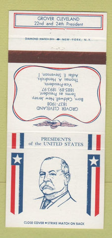 Matchbook Cover - Diamond US Presidents Grover Cleveland WEAR 30 Strike