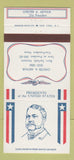 Matchbook Cover - Diamond US Presidents Chester Arthur WEAR 30 Strike