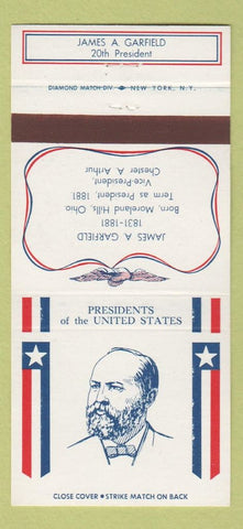 Matchbook Cover - Diamond US Presidents James Garfield 30 Strike