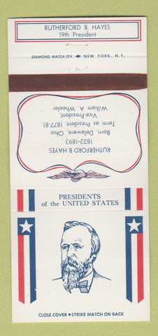 Matchbook Cover - Diamond US Presidents Rutherford B Hayes WEAR 30 Strike