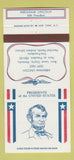 Matchbook Cover - Diamond US Presidents Abraham Lincoln WEAR 30 Strike