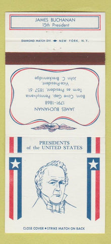Matchbook Cover - Diamond US Presidents James Buchanan WEAR 30 Strike