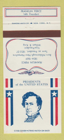 Matchbook Cover - Diamond US Presidents Franklin Pierce WEAR 30 Strike