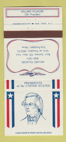 Matchbook Cover - Diamond US Presidents Millard Fillmore WEAR 30 Strike