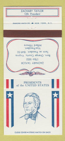 Matchbook Cover - Diamond US Presidents Zachary Taylor WEAR 30 Strike