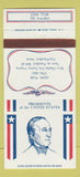 Matchbook Cover - Diamond US Presidents John Tyler 30 Strike