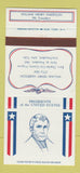 Matchbook Cover - Diamond US Presidents William Henry Harrison 30 Strike