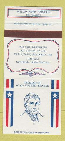 Matchbook Cover - Diamond US Presidents William Henry Harrison 30 Strike