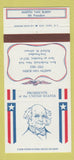 Matchbook Cover - Diamond US Presidents Martin Van Buren 30 Strike