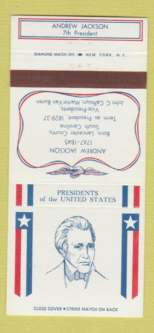 Matchbook Cover - Diamond US Presidents Andrew Jackson 30 Strike