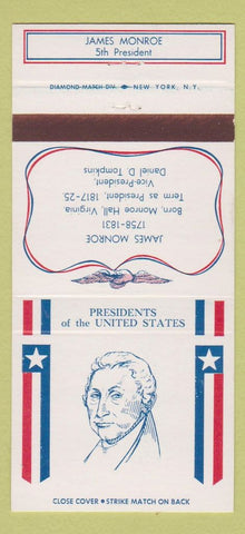 Matchbook Cover - Diamond US Presidents James Monroe 30 Strike