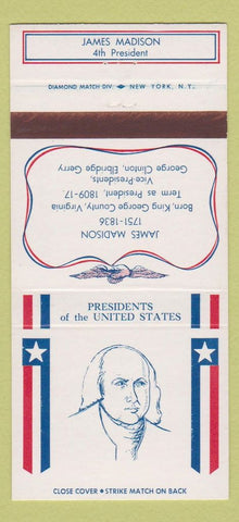 Matchbook Cover - Diamond US Presidents James Madison 30 Strike