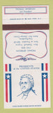 Matchbook Cover - Diamond US Presidents Thomas Jefferson 30 Strike