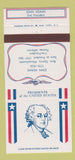 Matchbook Cover - Diamond US Presidents John Adams 30 Strike