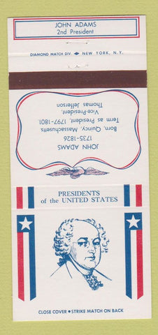 Matchbook Cover - Diamond US Presidents John Adams 30 Strike