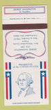 Matchbook Cover - Diamond US Presidents George Washington 30 Strike