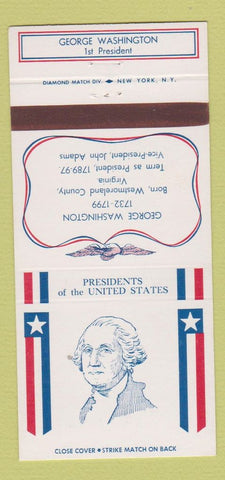 Matchbook Cover - Diamond US Presidents George Washington 30 Strike