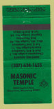 Matchbook Cover - Masonic Temple Cheyenne WY 30 Strike