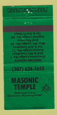 Matchbook Cover - Masonic Temple Cheyenne WY 30 Strike
