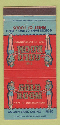 Matchbook Cover - Golden Bank Casino Reno NV girlie 30 Strike