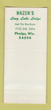 Matchbook Cover - Mahalia Jackson Singer Hazen's Phelps WI WEAR 30 Strike