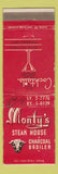 Matchbook Cover - Monty's Steak House Pasadena CA WEAR